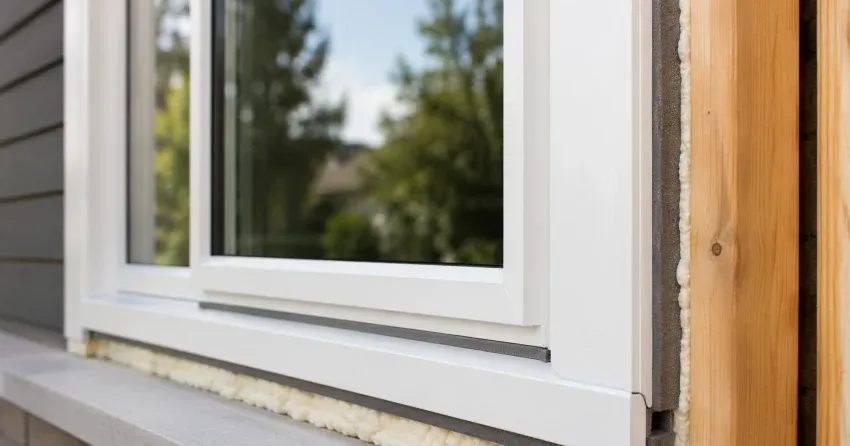technician installing fiberglass window frame in Brookville, Milton home