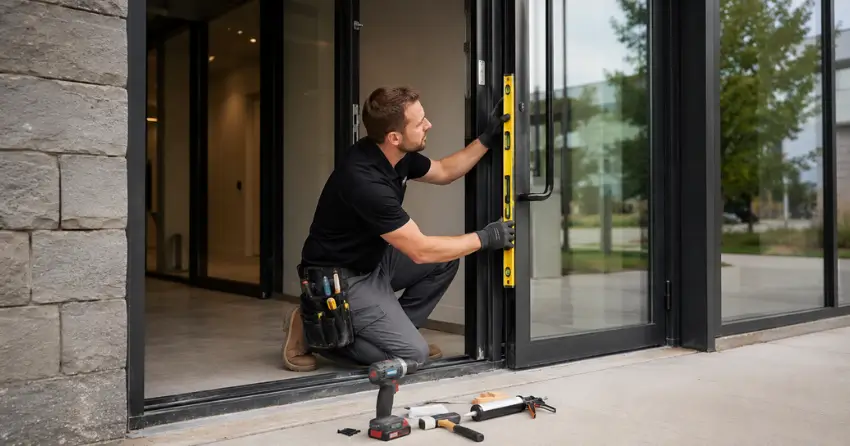 commercial glass door frame installation Kelso, Milton