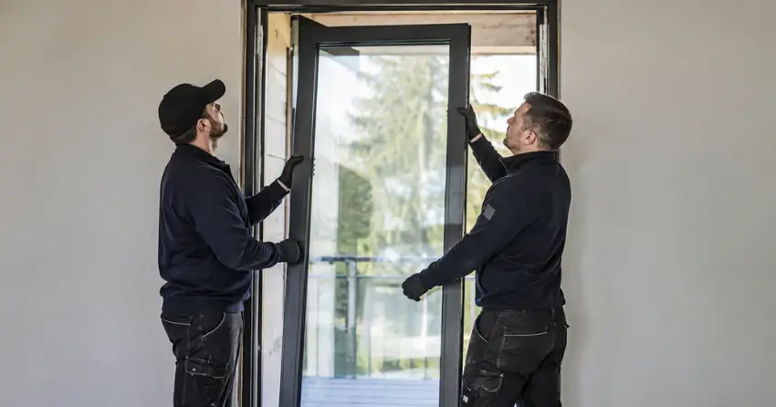 new glass panel being fitted into door frame in Esquesing, Milton