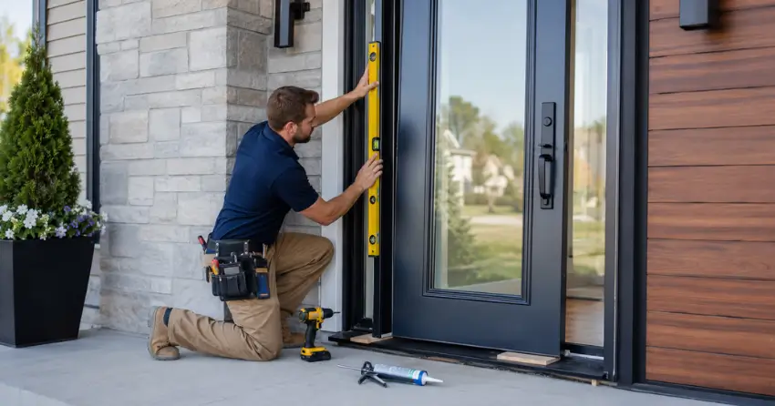 glass outside door installation with energy-efficient double-pane glazing in Milton Heights, Milton