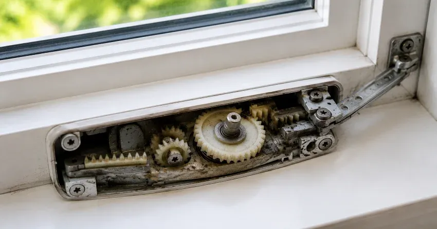 technician replacing casement window crank operator in Coates, Milton home